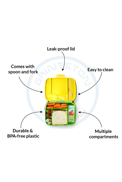 Gaintston Bento Lunch Box – 5 Compartments, Leak-proof, Bpa-free, Microwave & Dishwasher Safe