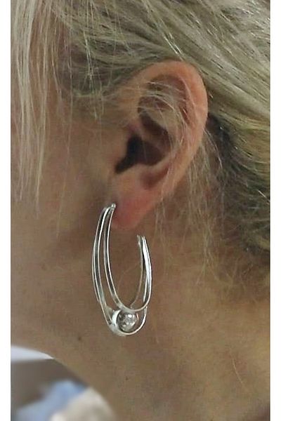 mos&more Silver Ball Stud Ring Lightweight Women's Earrings, Length 5cm
