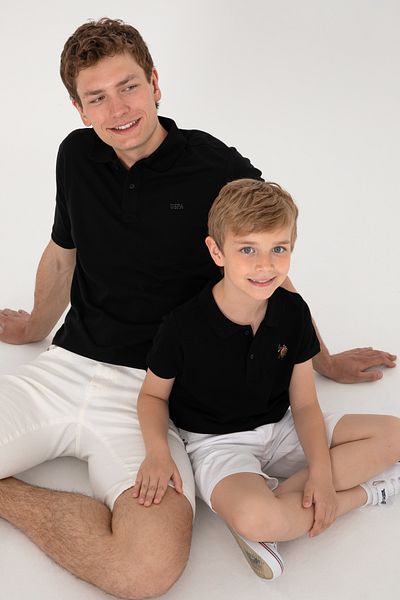 U.S. Polo Assn. Ανδρικό μπλουζάκι με κανονική εφαρμογή Polo Neck Μαύρο Basic 50306007-vr046