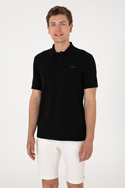 U.S. Polo Assn. Erkek Regular Fit Polo Yaka Siyah Basic Tişört 50306007-VR046
