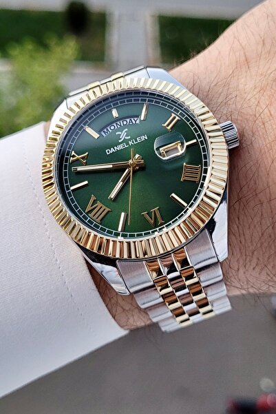Daniel Klein Kadranı Yeşil Kordonu Gold Gümüş Renk Hediye Paketli Erkek Kol S...