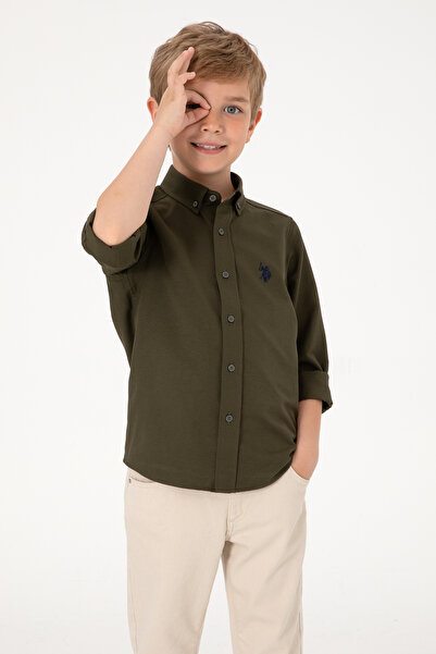 U.S. Polo Assn. Erkek Çocuk Koyu Haki Uzun Kollu Basic Gömlek 50306584-VR111