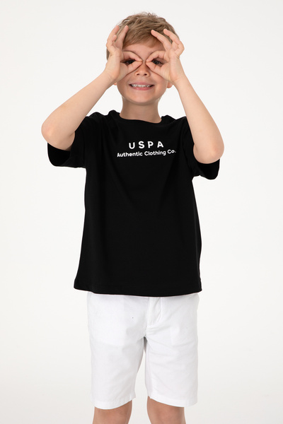 U.S. Polo Assn. Erkek Çocuk Siyah Bisiklet Yaka Tişört 50295983-VR046