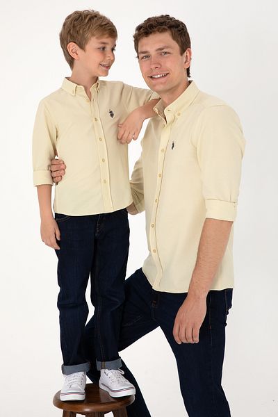 U.S. Polo Assn. Men's Light Khaki Long Sleeve Basic Shirt 50306338 -Vr183