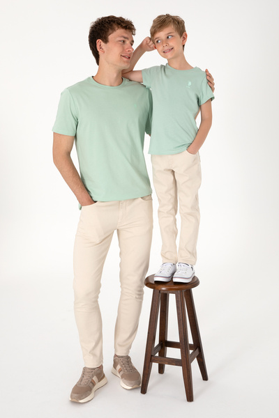 U.S. Polo Assn. Erkek Çocuk Su Yeşili Basic Bisiklet Yaka Tişört 50306502-VR048