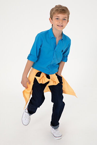 U.S. Polo Assn. Erkek Çocuk Aqua Uzun Kollu Basic Gömlek 50306583-VR007