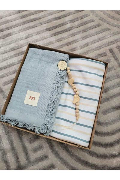 Minisse Incibaby 100% Cotton Pillar + Blanket + Pacifier Strap Gift Set 1 Piece