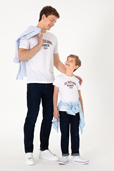 U.S. Polo Assn. Tricou alb cu gât turnat pentru băiat 50307174-VR013