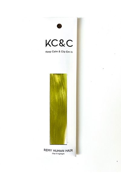 keep calm Lime Green Highlights Clip-in Remy Hair Extension