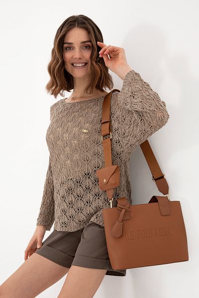 U.S. Polo Assn. Women's Tan Long Strap Shoulder Bag 50311438 -Vr099