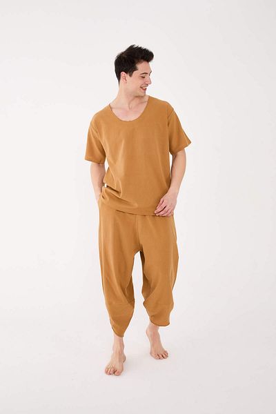 RELAXL 100% βαμβακερό ύφασμα Sile ύφασμα Camel Unisex Shalwar Yoga Διαλογισμός