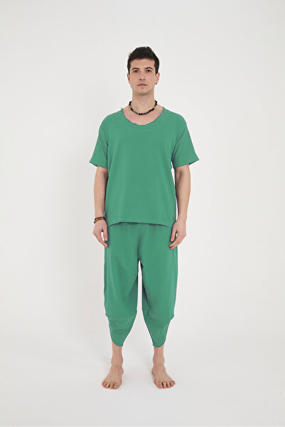 RELAXL 100% Cotton Lightweight Fabric Sile Cloth Benetton Green Modern Baggy Yoga Meditation Clothing