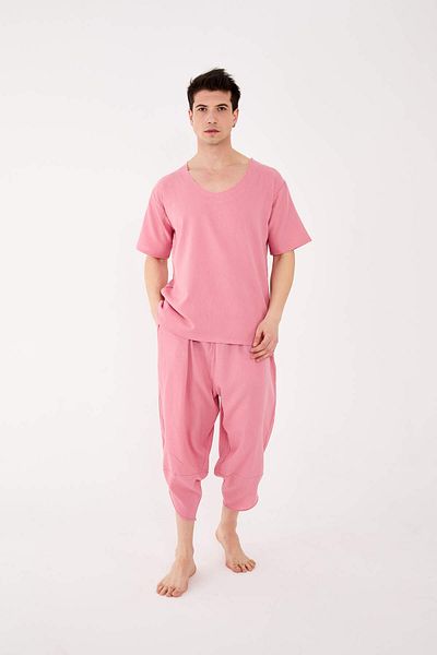 RELAXL 100% βαμβακερό ελαφρύ ύφασμα Sile ύφασμα Dusty Rose Μοντέρνα φαρδιά ρούχα διαλογισμού γιόγκα