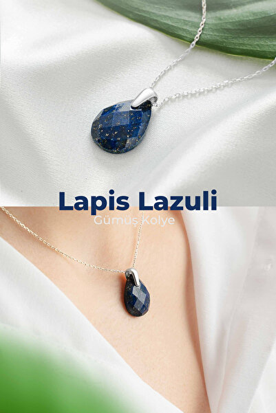 luxtone Sertifikalı Lapis Lazuli 925 Ayar Gümüş Kolye Doğaltaş