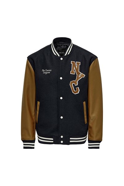 Only & Sons Onsjay Varsity Jacket Otw Ανδρικό παλτό Navy Blue - 22022572