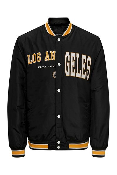Only & Sons Ανδρικό μαύρο παλτό Onsloui Varsity Jacket Otw - 22022509