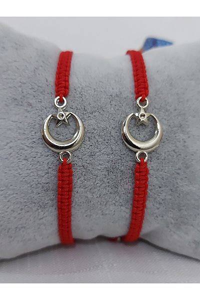 Nej Turkish Flag Symbol Macrame Bracelet Double