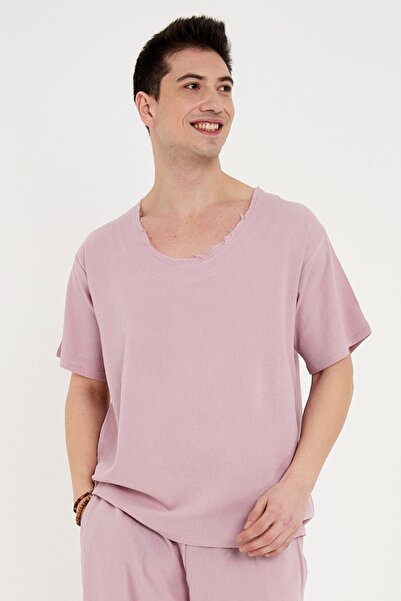 RELAXL Men's Oversize T-Shirt, Lilac Cotton Sile Cloth for Yoga and Meditation
