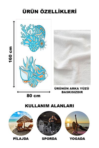 Doruklar Home Collection Πετσέτα θαλάσσης με σχέδιο Sea Stone 80x160 CM VTA35