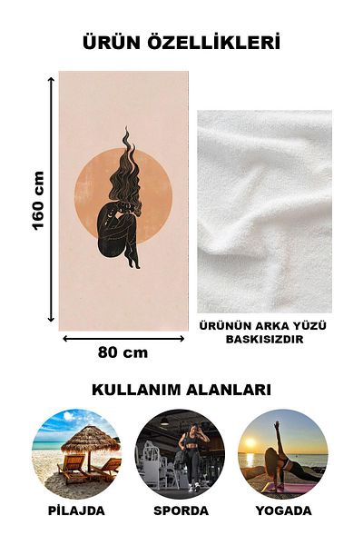 Doruklar Home Collection Πετσέτα θαλάσσης παραλίας με μοτίβο Virgo 80x160 CM