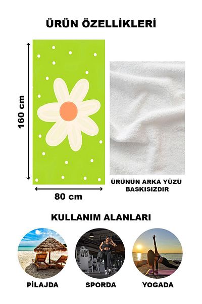 Doruklar Home Collection Πετσέτα θαλάσσης με μοντέρνο σχέδιο 80x160 CM - Sea Peshtemal Aqua77