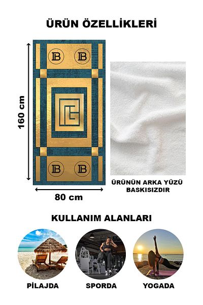 Doruklar Home Collection Πετσέτα θάλασσας με μοντέρνα σχέδια ψηφιακής εκτύπωσης 80x160 cm Lux39