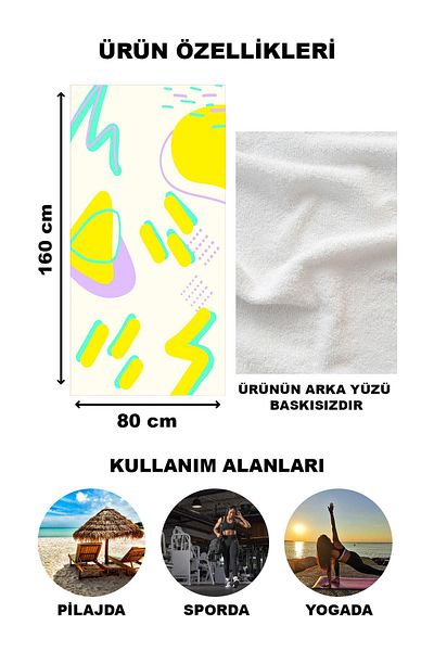 Doruklar Home Collection Πετσέτα θαλάσσης με μοντέρνο σχέδιο Peshtemal 80x160 CM Aqua70