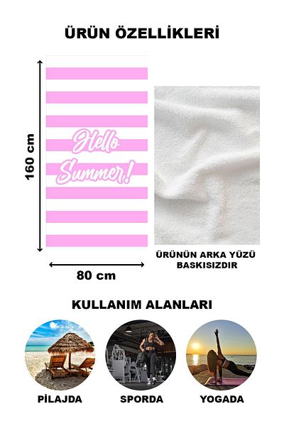 Doruklar Home Collection Hello Summer με μοτίβο παραλίας Θάλασσα Peshtemal 80x160 CM SPC06