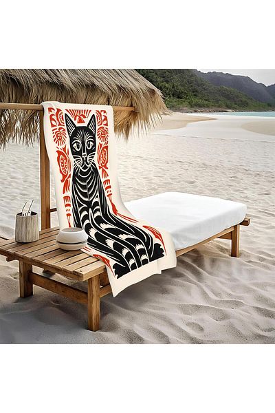 Doruklar Home Collection Πετσέτα παραλίας και θάλασσας με σχέδιο Cat 80x160 CM VTA14