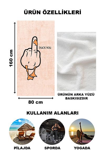 Doruklar Home Collection Πετσέτα θάλασσας με μοντέρνα σχέδια ψηφιακής εκτύπωσης 80x160 cm Trl02
