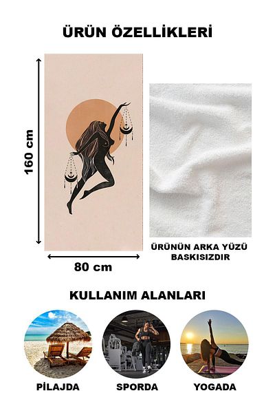 Doruklar Home Collection Πετσέτα θαλάσσης παραλίας με μοτίβο ζώδιο Ζυγός αστρολογίας 80x160 CM AST22