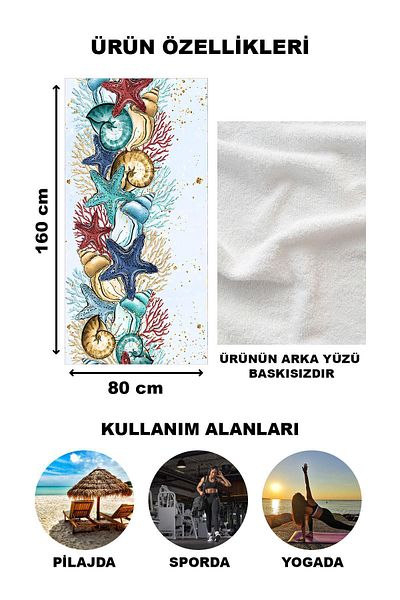 Doruklar Home Collection Πετσέτα θαλάσσης με σχέδιο αστερίας Peshtemal 80x160 CM VTA19
