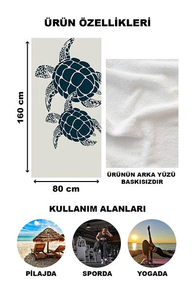 Doruklar Home Collection Πετσέτα θαλάσσης παραλίας με μοντέρνο σχέδιο 80x160 CM
