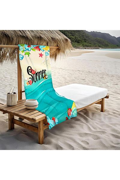 Doruklar Home Collection Πετσέτα θαλάσσης με μοντέρνο σχέδιο 80x160 CM - Aqua37