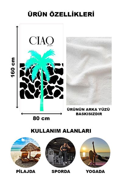 Doruklar Home Collection Πετσέτα θαλάσσης με μοντέρνο σχέδιο - 80x160 CM Peshtemal OPT01