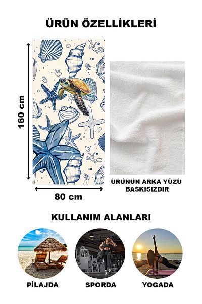 Doruklar Home Collection Πετσέτα θαλάσσης με μοντέρνο σχέδιο Peshtemal 80x160 CM OPT20