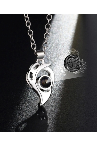 Genel Markalar Sevgili Kolyesi Mıknatıslı 100 Dilde Seni Seviyorum Projeksiyon Çift Kolyesi