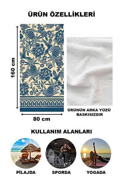 Doruklar Home Collection Πετσέτα θαλάσσης με μοντέρνο σχέδιο Peshtemal 80x160 CM OPT06