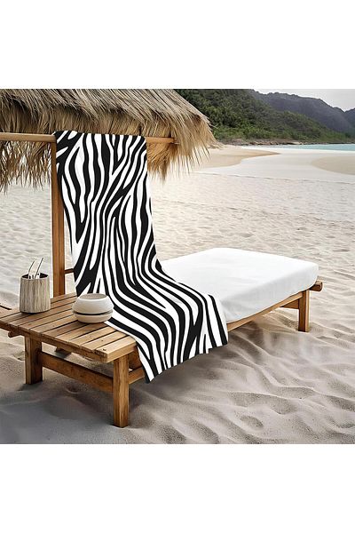 Doruklar Home Collection Modern Patterned Digital Printing Beach Sea Towel Peshtamal 80X160 cm Lion06