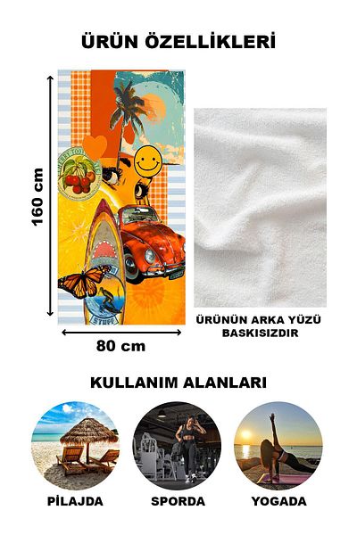 Doruklar Home Collection Πετσέτα θαλάσσης Peshtemal με μοντέρνο σχέδιο 80x160 CM