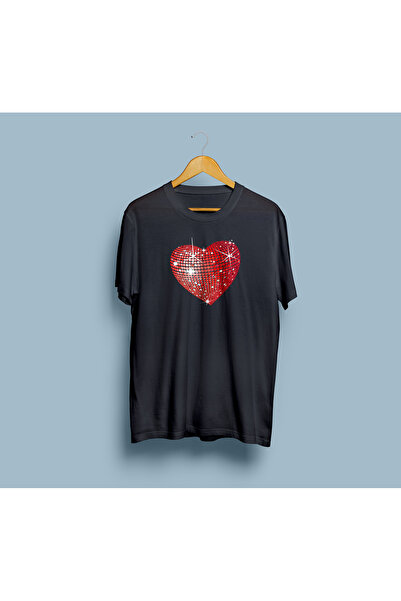 eioswear تصميم كرة الديسكو - تي شيرت للجنسين على شكل قلب كبير الحجم