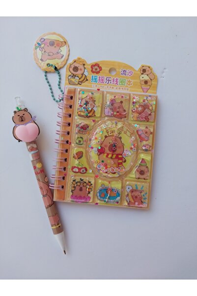 KIRTASİYEM Capybara Sulu Pullu Defter ve Popolu Kalem Seti