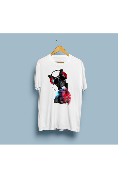 eioswear كرة ديسكو كبيرة الحجم للجنسين - تي شيرت بتصميم كلب