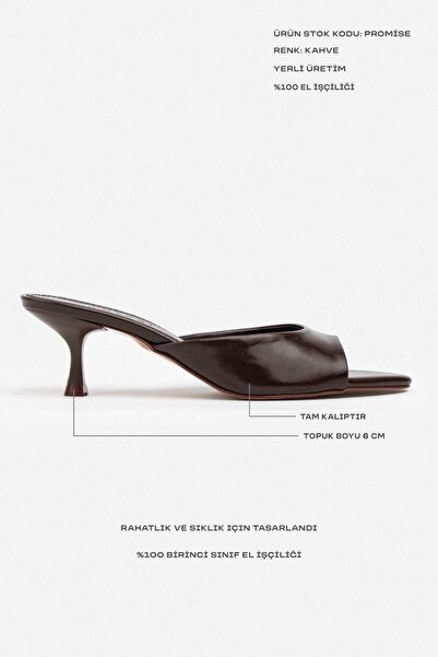 NİŞANTAŞI SHOES Promise Brown Raschel Rustic Patterned Pointed Toe Women's Thin Heeled Slippers