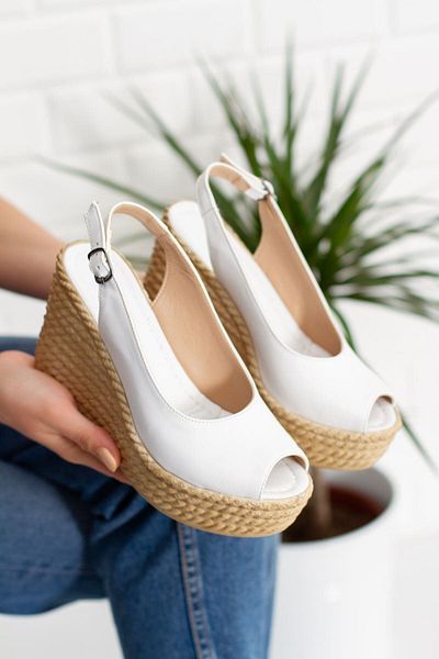 derithy Lewis Wedge Heeled Shoes-λευκό-lzt0535