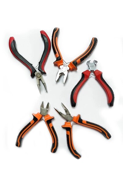 Svein Mini Takı Bijuteri Seti Dayanıklı Kesme Kıvırma Pense Yan Keski Karga Burun Hobi Alet Takımı 5'li