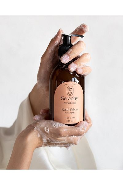 Seraphy Aromatherapy Purifying-Moisturizing- Liquid Castile Soap - Geranium & Orange 300ml - 100% Pure