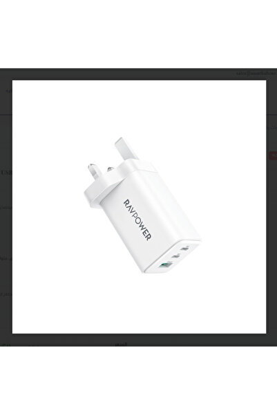 RavPower شاحن بقوة 20w – منفذ TYP-C ومنفذ Usb ابيض