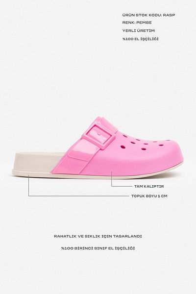NİŞANTAŞI SHOES Papuci de damă cu talpă plată roz mat cu cataramă