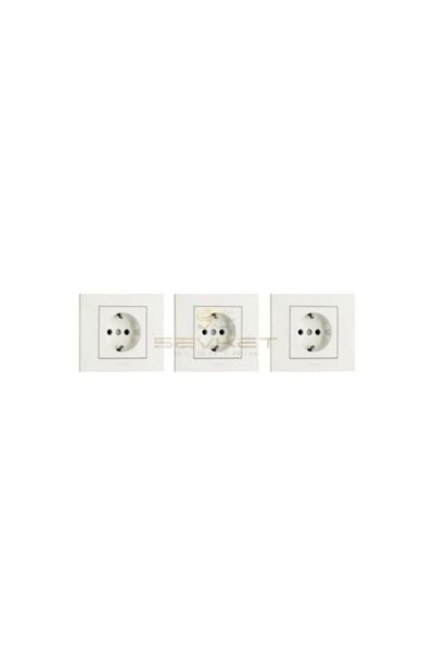 OVİVO Grano White Grounded Socket 3 Pack (Frame Included)